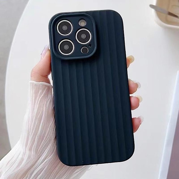 For iPhone 13 Pro deksel Vertikal stripe design Anti-ripe beskyttende flytende silikon telefondeksel Black