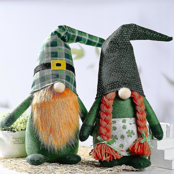 St.Patrick's Day Gnome Plys Elf Santa Doll kompatibel med irske hjemmepynt