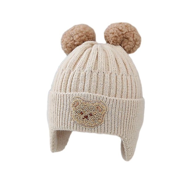Baby Hue Beanie, Spædbarn Lillebarn Vinter Varm Strikhue Beige