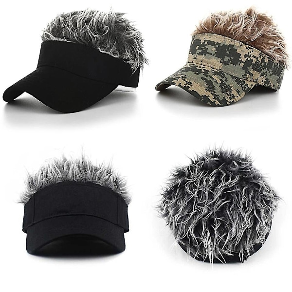 Golf Baseball Cap Med Kunstigt Hår Cap Solskygge Sjovt Toupee Hatte Mænd Spiked Khaki