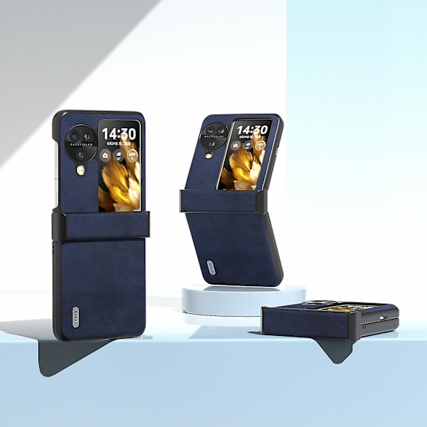 Abeel för Oppo Find N3 Flip 5g telefonfodral i PU-läder med gångjärnsskydd Blue