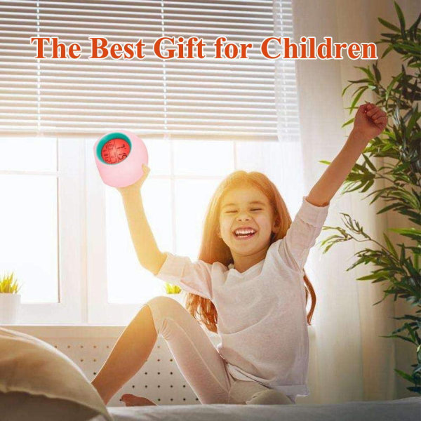 Lasten herätyskello, digitaalisen näytön herätyskello/7 väriä vaihtava yövalo, uniajastin pojille ja tytöille makuuhuone, lämpötilanäyttö ja kalenteri