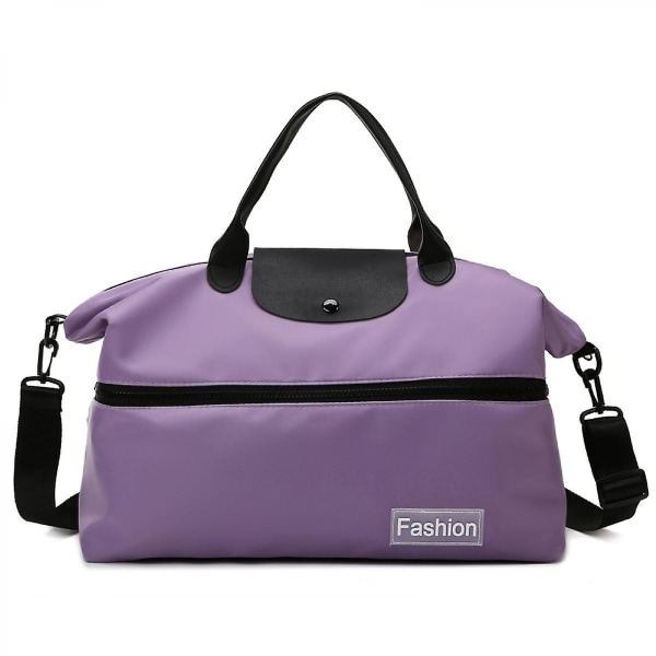 Large Capacity Travel Bag Waterproof Sport Pouch Fashion Multifunctional Handbag Black (purple)