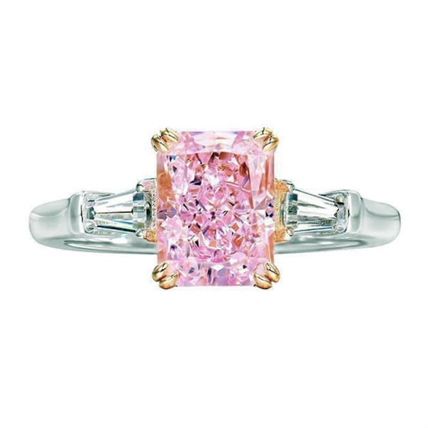 Kuddformad Rosa Diamant Zirkon Ring Alla Hjärtans Dag Förlovningsring No. 8