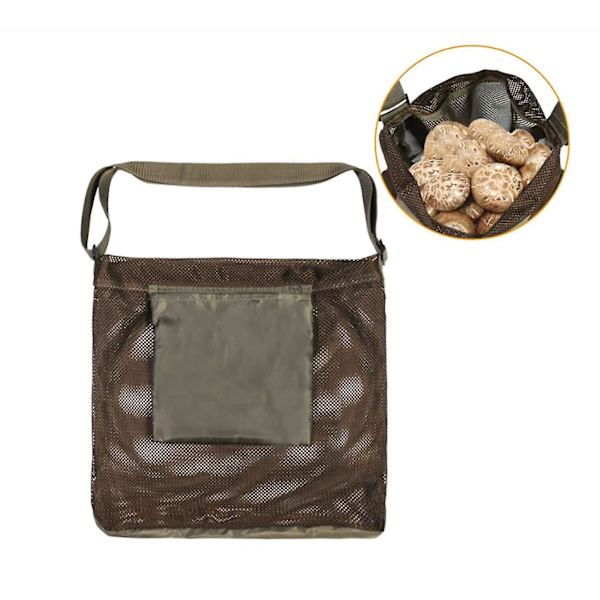Svampejagt Foraging Taske, Mesh Pose Høsttaske Sammenklappelig Frugtindsamling Plukning Svampekurv Khaki