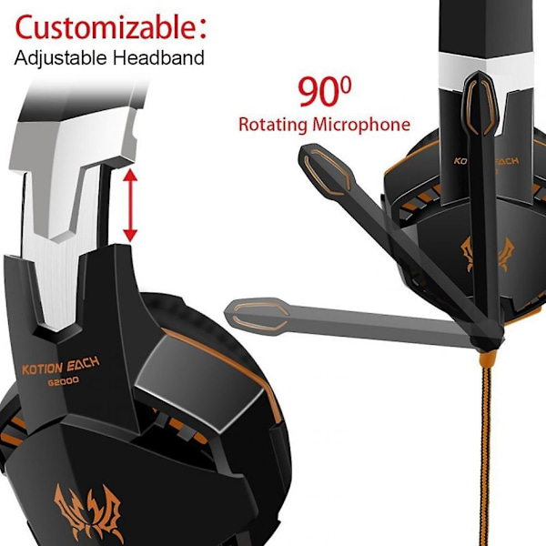 Spelheadset, Djup Bas, Stereo, Spelheadset, Mikrofon, LED-lampor För Ps4, Pc, Spelare.