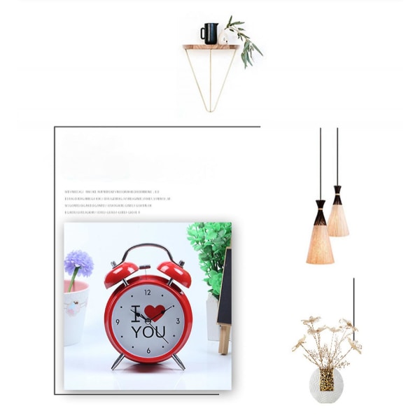 4 Inch Metal Alarm Clock Red I Heart-shaped You With Luminous Mute Simple Small Alarm Clock For Children, Students And Adults Home Office Clock