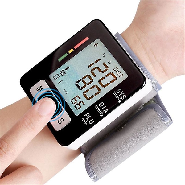 Armbandsblodtrycksmätare Automatisk Stor Lcd-Skärm Justerbar Armbandsmanchett Automatisk Dubbel 99 Läsminnesfunktion Automatisk Digital Bp-Maskin För Hemmet WITH Voice broadcast
