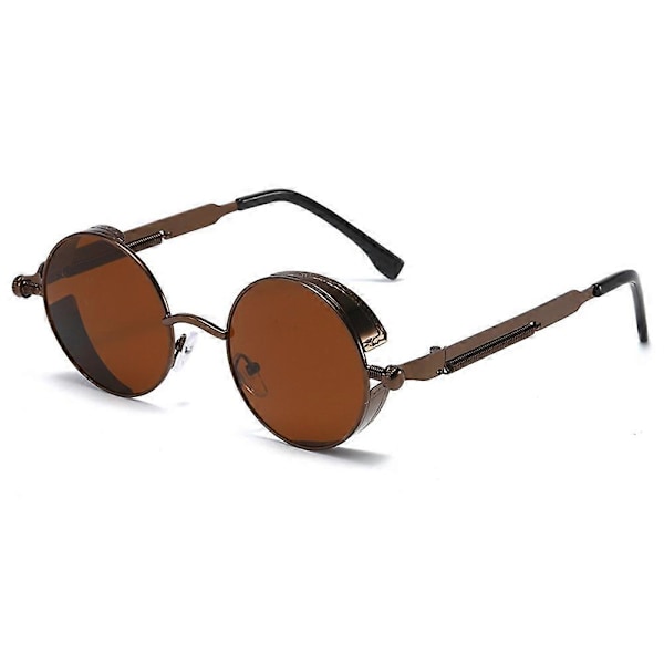 Retro Pyöreät Polarisoidut Aurinkolasit Miehille Naisille Vintage Goottilaiset Steampunk-lasit brown brown