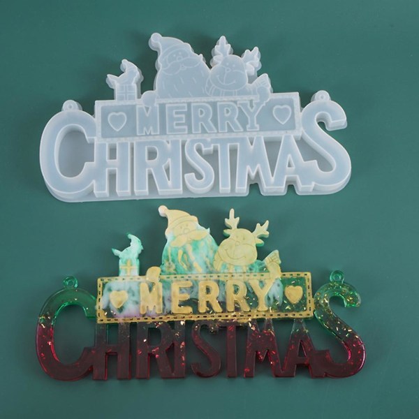 Diy Crystal Epoxy Mold Christmas Santa Claus Letter Listing Decoration Mold