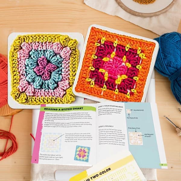 Granny Square Kortstokk, 50 Miks-og-Match Design, Heklesett