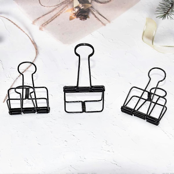 Ekstra store papirclips, hule, lange clips 3,2 cm, flere farver, store papirklemmer til kontorartikler (10 stk.) (D-V2) black