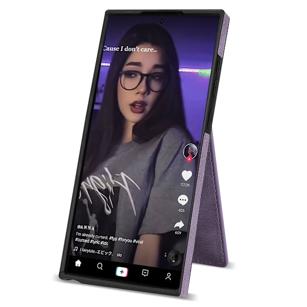 RFID-blockerande telefonfodral med stativ och korthållare till Samsung Galaxy S24 Ultra Purple