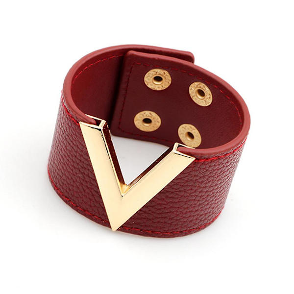 Kvinnor Bred V-formad Armband Bangle Armband Mode Knapp Fest Smycken Present Red