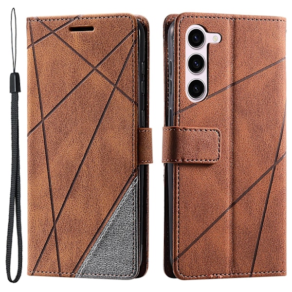 For Samsung Galaxy S23 Case Imprinted Lines Leather Cover with Wallet Stand