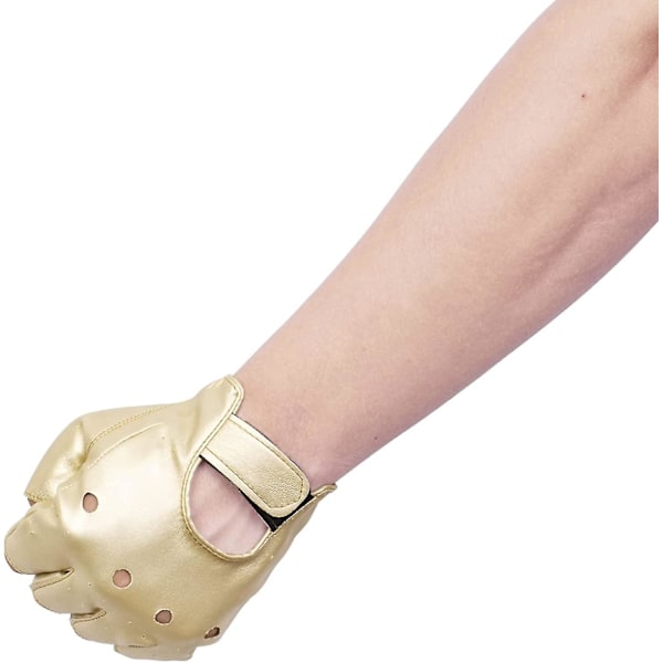 Mænd PU Læder Handsker Steampunk Gothic Halvfinger Krog-og-løkke Vanter