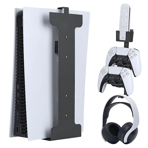 Universal veggmontert metallholder for PS5 spillkonsoll, kontroller, hodesett oppbevaring og utstilling