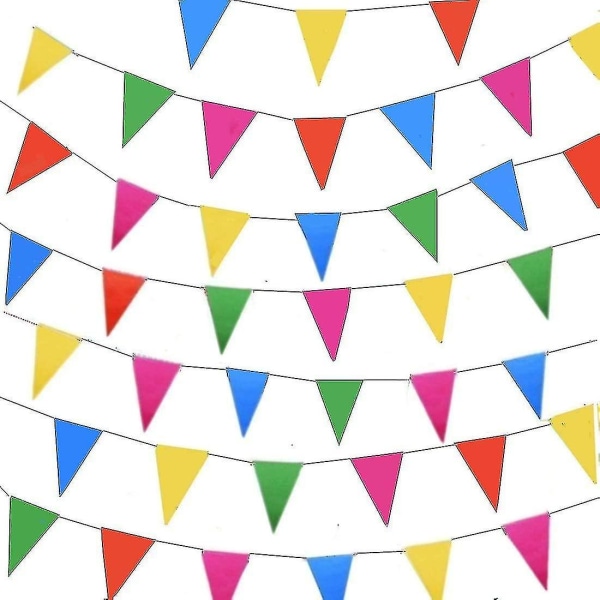 80 Meters, Colorful Party Bunting Triangle Flag Chain Banner Pennant Flags Hanging Decoration For Birthday Wedding Party Supplies Christmas