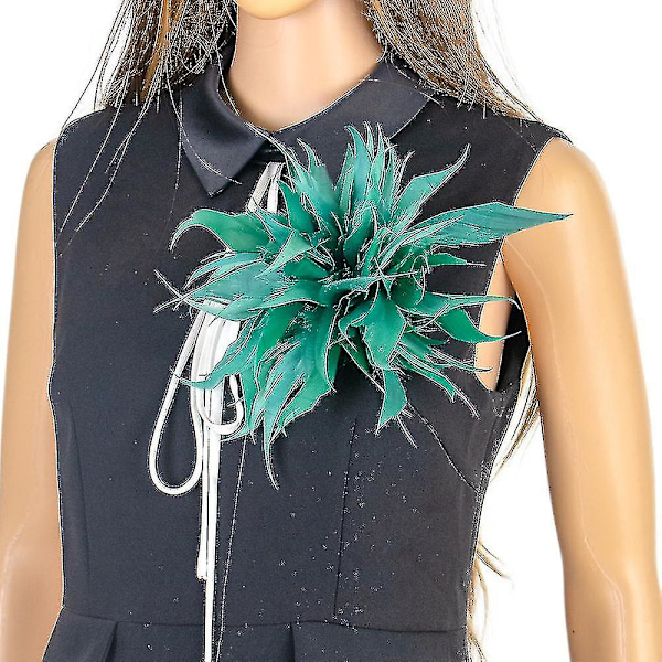 Moderigtig fjer broche strudsefjer tørklæde klemme til kvinder brocher revers nåle kjole tilbehør boutonniere damer hår black