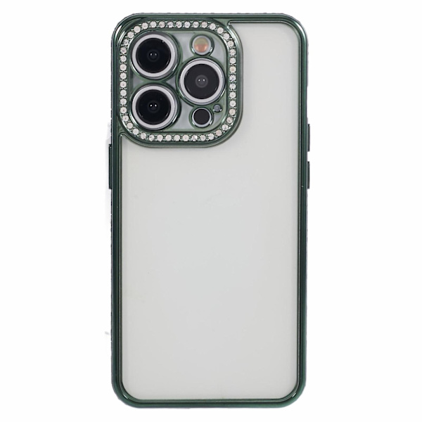 Kotelo iPhone 13 Pro Max -puhelimeen, jossa strassit, pehmeä TPU-puhelinkuori Midnight Green