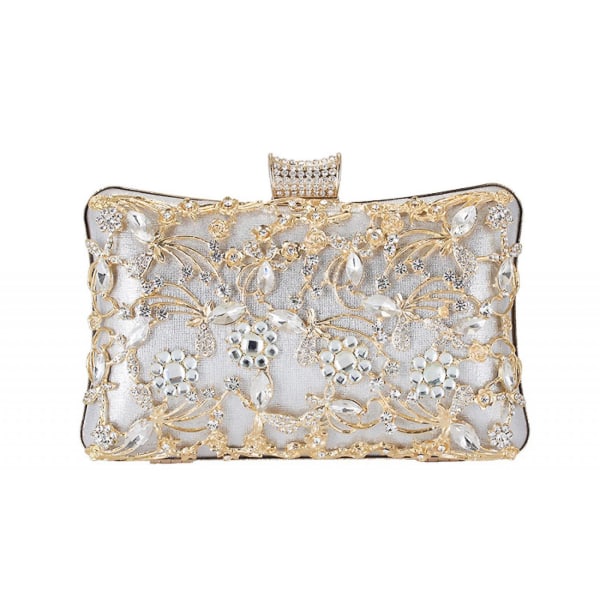 Naisten kristalli-iltalaukku hääkukkaro morsiusjuhlien käsilaukku juhlalaukku A916-1072 Silver