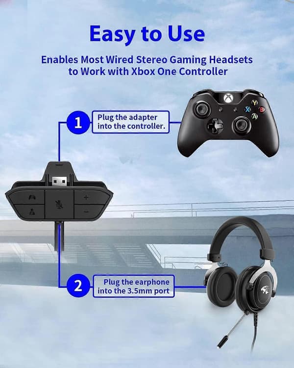 Stereo Headset Adapter til Xbox One, Xbox Headset Adapter, Xbox One Headset Adapter, Juster Lydbalance