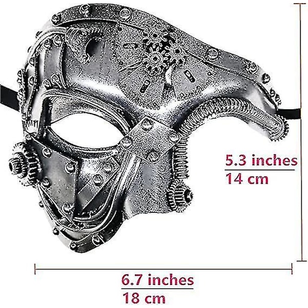 Steampunk-tylinen Metallikiborgi Venetsialainen Naamio, naamioiden naamio Halloween-asujuhliin/Oopperan haamu/Mardi Gras -palloon