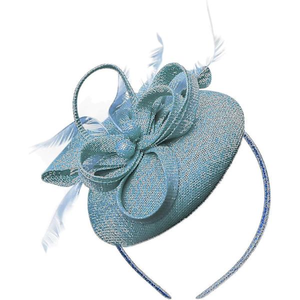Perle Rund Pillbox Loop Hodebånd Fascinator For Kvinner Bryllup Ascot Races[Dusty Pink] Light Turquoise