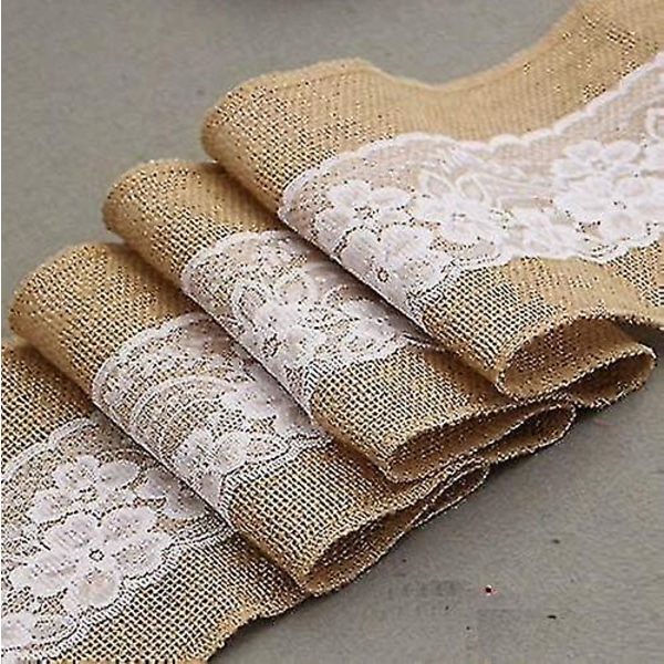 5 stk. Burlap Lace Stolestole til stole Burlap Stolebetræk Buer Rustikke Linned Lace Stolebuer