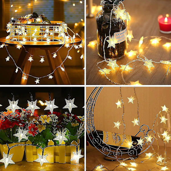 6m 40leds Lys 8 Tilstande Stjernelys Til Julepynt (varm Hvid)
