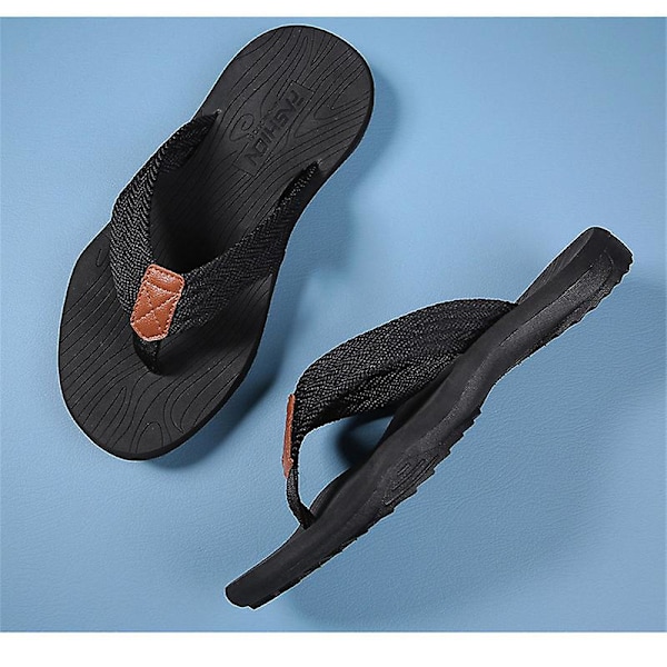 Herrar Strandtofflor, Snabbtorkande Flip-Flops, Vattentätt Grepp, Mjuk Komfort & Fotvalvsstöd black 41