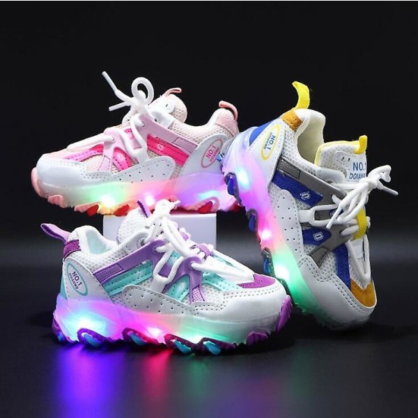 Kids Glowing Sneakers With Light Kids Shoes Boys Girls Luminous Lighted Sneakers Boys Led Children Shoes picture color 28-insole 17.3cm