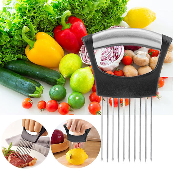 Lökhållare för skivning, citronskärare lökskärare för skivning, grönsaksskärare för potatis och tomat, avokado, ägg, matskärare assistentverktyg fo