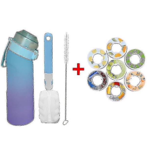 Smagstils Vandflaske Med 7 Smagspods Air Water Up Flaske Frostmat Sort 650ml Air Starter Up Sæt Vandkop Til Camping Sport Kr N China