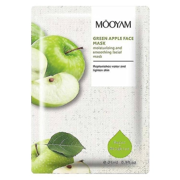 10kpl Mooyam Organic Fruit Mask Sheet Cleansing Kosteuttava Green Apple Kiwi Mustikka Patch Mask Green Apple Mask