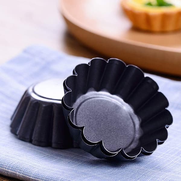 Kakformar 12 Delar Kolstål Äggtarteformar Återanvändbara Muffinsformar Bakformar Non-Stick Bakeware 6,5cm