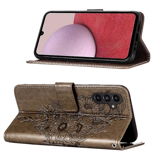 Mobiltelefonskal i präglad fjärilsläder för Samsung Galaxy A25 5g / A24 Grey