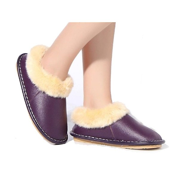 Sneestøvler til kvinder til vinter: Ankelstøvler med slip-on, varm pelsforet, behagelige, vandtætte, flade, støttende, afslappede støvler PURPLE SIZE 28 WOMEN