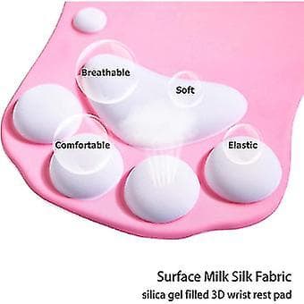 Katt Pote Musematte, Ergonomisk Musematte, Musematte Med Håndleddsstøtte, Silikon Gel Musematte, Søt Musematte Rosa & Hvit