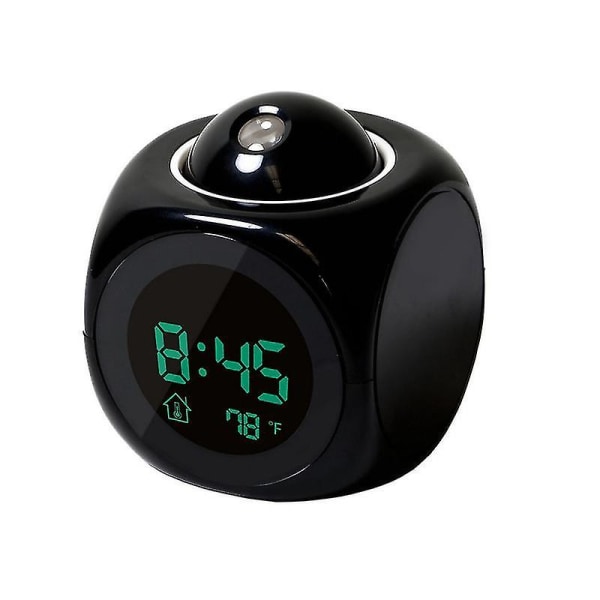 English Voice Timekeeping Alarm Clock, Multifunctional Led Projection Clock, Digital Alarm Clock With Luminous And Temperature Display (black)