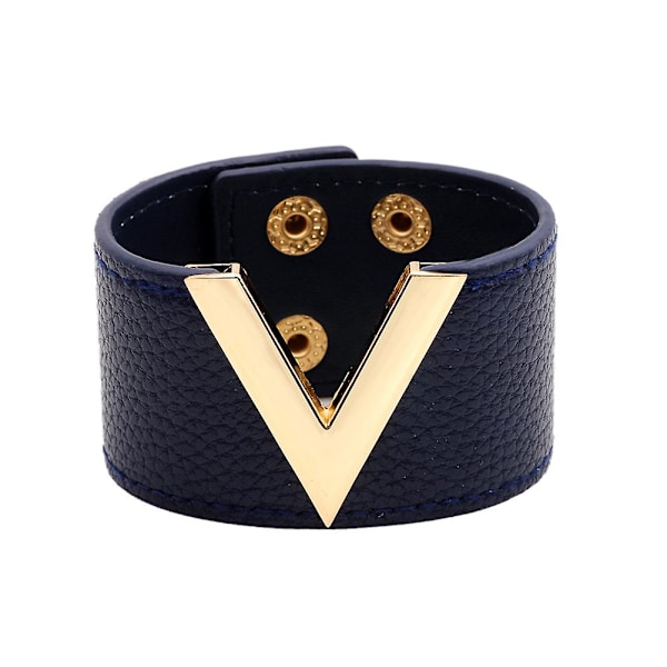Kvinnor Bred V-formad Armband Bangle Armband Mode Knapp Fest Smycken Present Blue