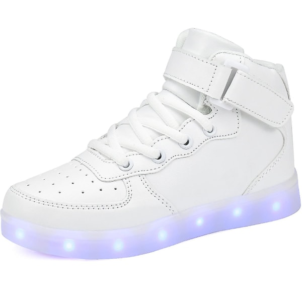 Children's LED light-emitting shoes, student sports sneakers 34 white