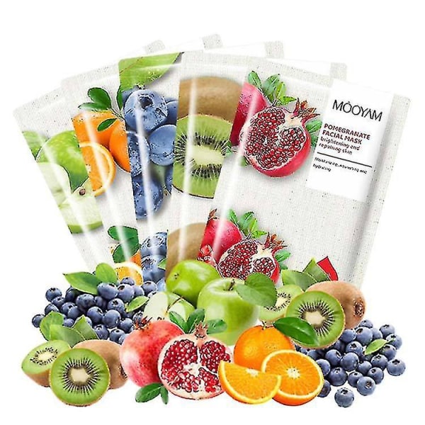 10 stk Mooyam Organic Fruit Mask Sheet Cleansing Hydrating Green Apple Kiwi Blueberry Patch Mask Kiwi Mask