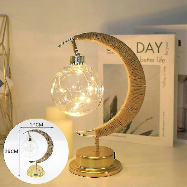 Fortryllende månelampe, LED-månelampe nattlys galakselampe, magisk måneformet lampe, halvmånelys, Ramadan-lampe hengende månelampedekorasjon D