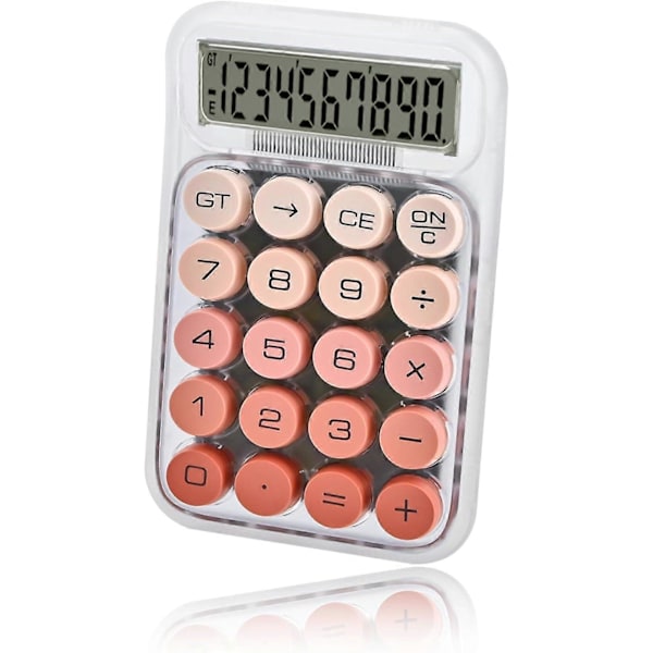 Skrivebordslommeregnere, Gradient Farve Mekanisk Stor LCD Lommeregner, Store Knapper 10 Cifre, Enkel Grundlæggende Skrivebordslommeregner Orange