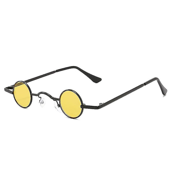 Retro Metal Mini Pyöreät Kehykset Aurinkolasit Hip Hop Aurinkolasit Tarvikkeet Black Yellow