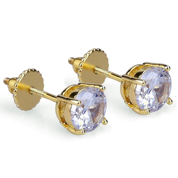 Trendy Nye Micro Pave CZ Runde Stud Øreringe Luksus Guld Sølv Farve Iced Out Øreringe Hip Hop Rock Smykker Til Mænd Kvinder Gold