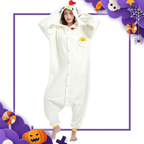 Unisex Aikuisten Onesie-Pyjamat Eläin Yksikokoinen Halloween-Puku Joulu Uniasu Haalarit Chicken L