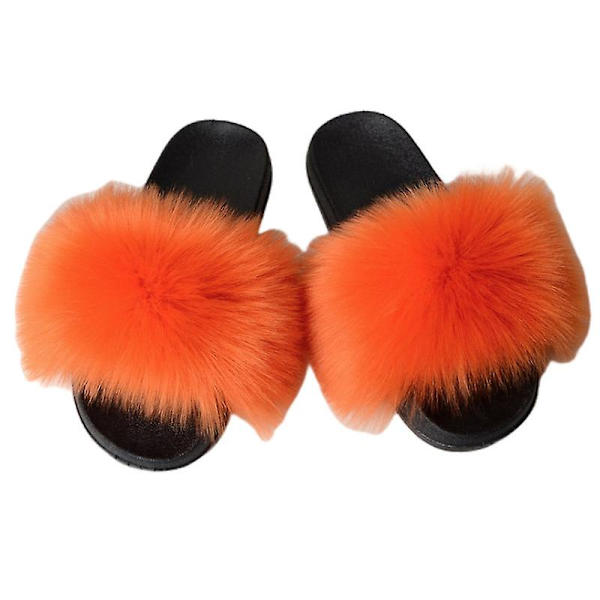 Evago Lady Faux Fur Slides, Öppna Tå Söta Pälstofflor, Bekväma Pälsandaler Med Fluffig Päls 21 SIZE 40-41
