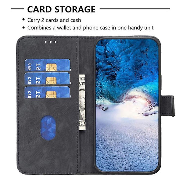 Mobiltelefonskal i rutiga, präglad läder för Samsung Galaxy S24+ 5g Black